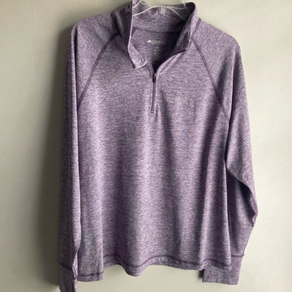 Ideology Purple Quarter Zip Long Sleeve Running Shirt XXL with Thumb Holes